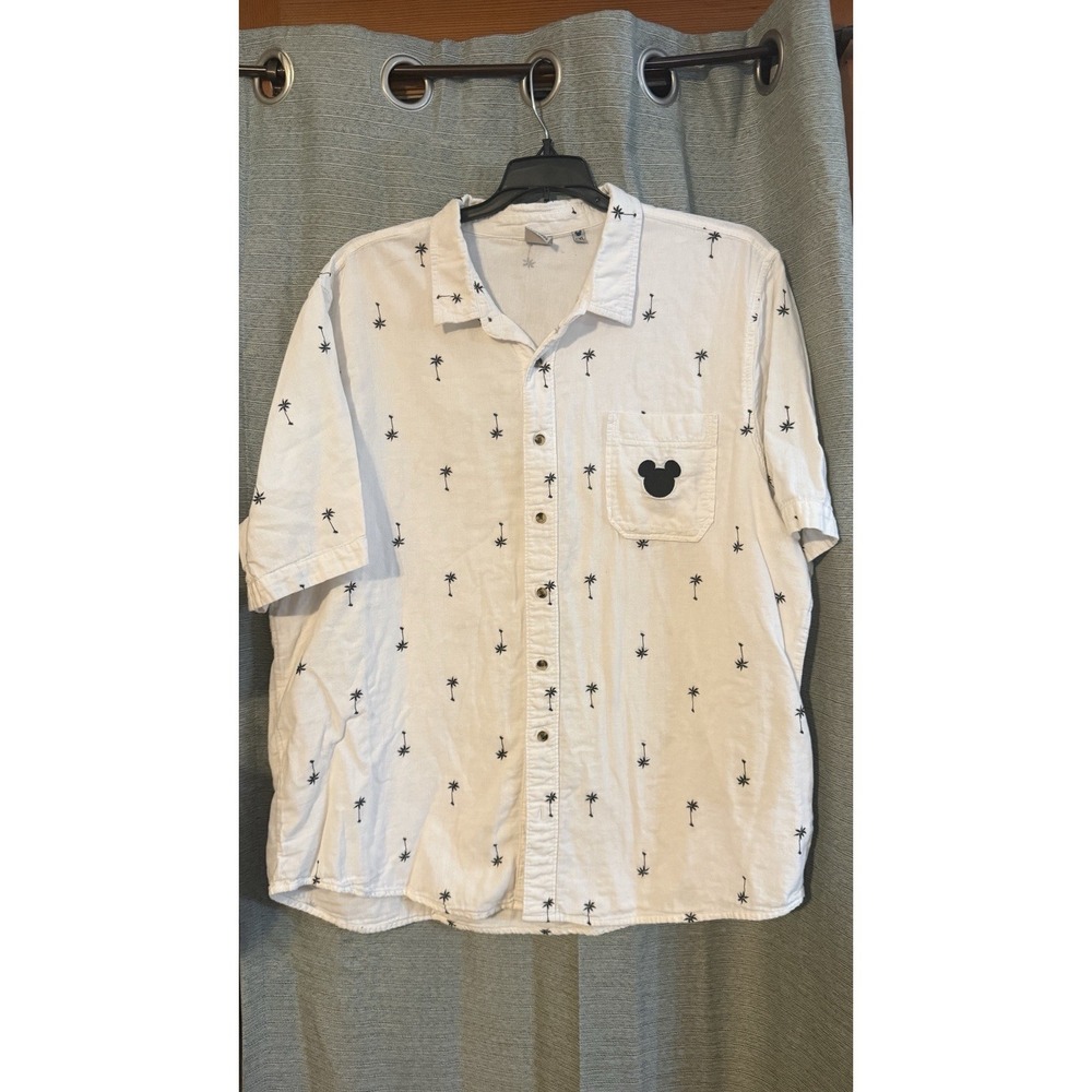 Junk Food Mickey Mouse Disney 100% Cotton Button Up Shirt Mens XXL~ White